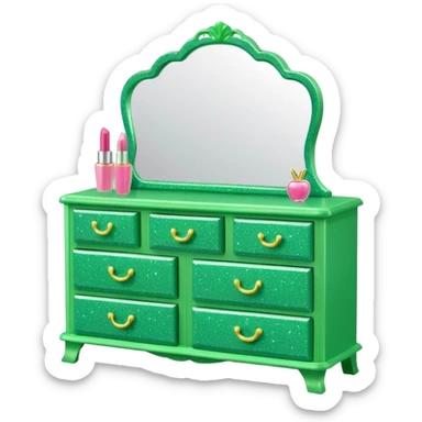barbie dresser green with glitter sticker