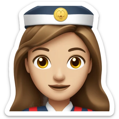 Stewardess in red uniform with long brown hair and brown eyes sticker