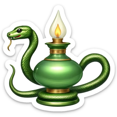 uma lamparina tradicional  com uma cobra em volta  sticker