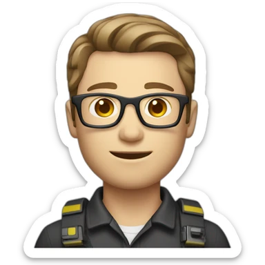 Male Photographer shaved Caucasian wavy hair brunette holding camera sticker