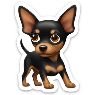 Dog black and brown toy terrier  sticker