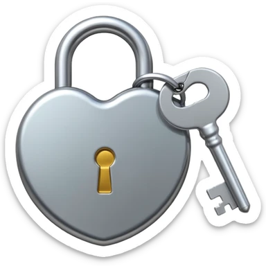 A chrome silver lock and key emoji, smooth metallic surfaces, glossy reflections, luxury swag vibe, minimal iOS emoji style, centered on clean white background sticker