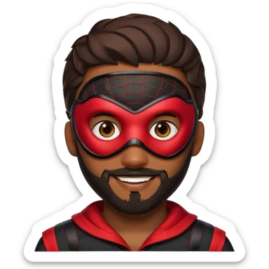 Miles Morales with beard, eye mask, low fade sticker