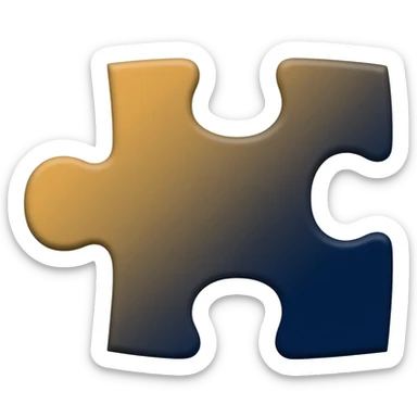 Puzzle piece emoji, primary color #11263B, subtle gradient with #E9CB76, high quality 3D style sticker