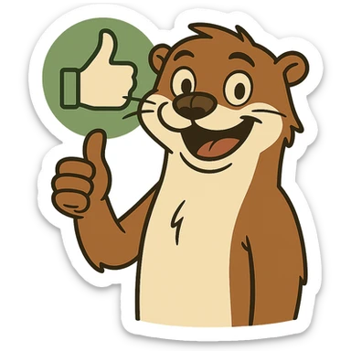 Remove the background so the otter giving a thumbs up with an approval symbol is on a transparent background, keeping a clean and friendly style. sticker