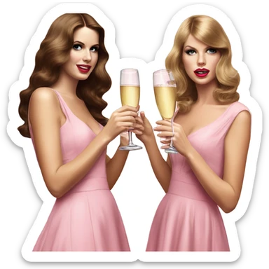 Lana del Rey & Taylor Swift drinking champagne pink dress sticker