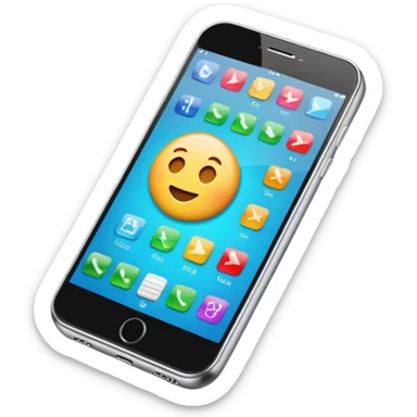 Generate a realistic emoji of a smartphone where a lot of things like data, ideas, inventions and creative stuff coming out of it sticker