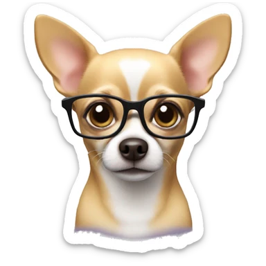 chihuahua with glasses learning sticker