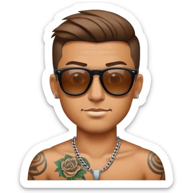 cool guy in sunglasses with tattoos  sticker