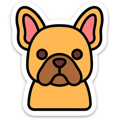 French bulldog icon with color outline sticker