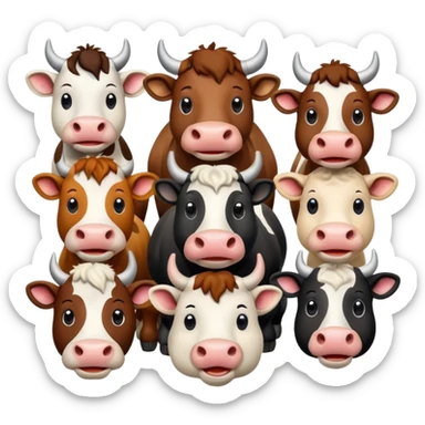 generate an emoji of a group of male and female bulls travelling together on holidays sticker