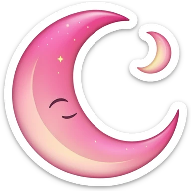 Pink crescent moon no face sticker