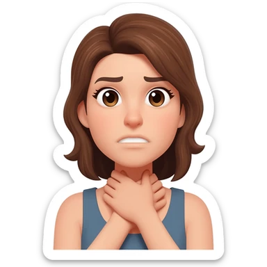 Woman Strangling herself 2 hands on throat emoji sticker