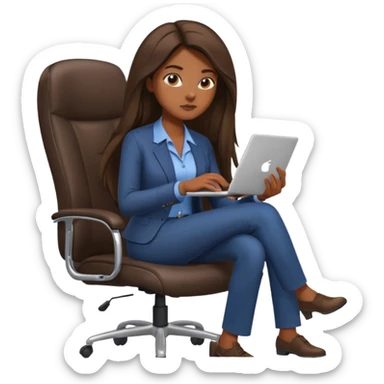 Woman from the Back of head with long hair sitting on an office chair googling sticker