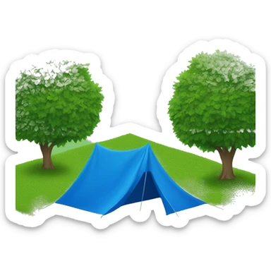 a lawn covered with a blue tent sticker