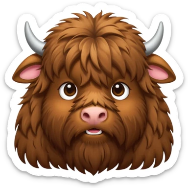 cute highland coo, very shaggy facial har covering the eyes sticker