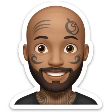 bald bearded man with face tattoo sticker