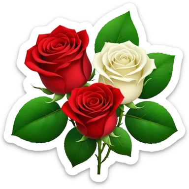 One red flower and one white flower in bouquet sticker