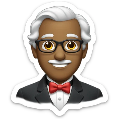 jenkins-a-gray-haired-balding-butler-wearning-dinner-jacket-with-red-bow-tie-with-smiling-eyes-without-glasses sticker