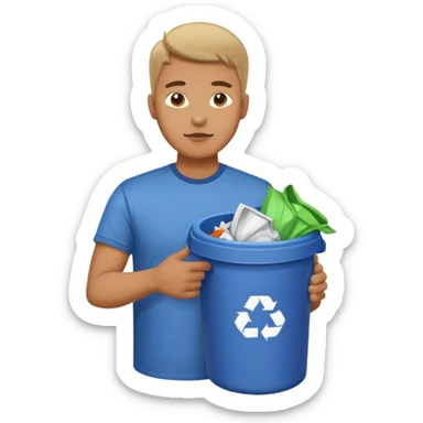 full side body man put the trash in can sticker