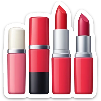 emoji of cards with illustrations of lipstick, serum and hand cream on them
 sticker