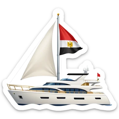 yacht with tiny Egyptian flag sticker