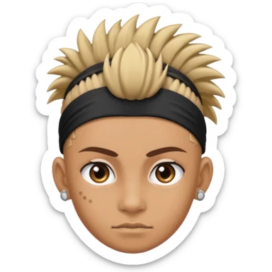 extreme mohawk person face headband sticker