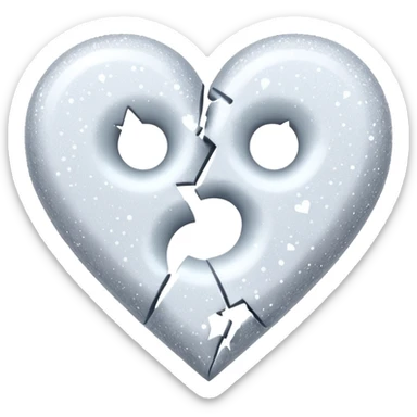 coração partido glitter branco sticker
