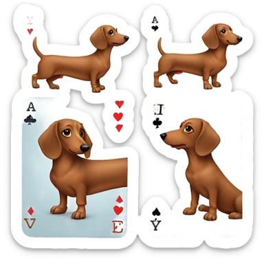 Sausage dog playing cards sticker