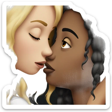 blonde white girl kissing black hair black girl sticker