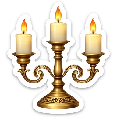 fancy three-candle holder with glowing flames sticker