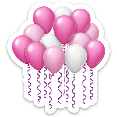 birthday sign in pink and white with ballons sticker