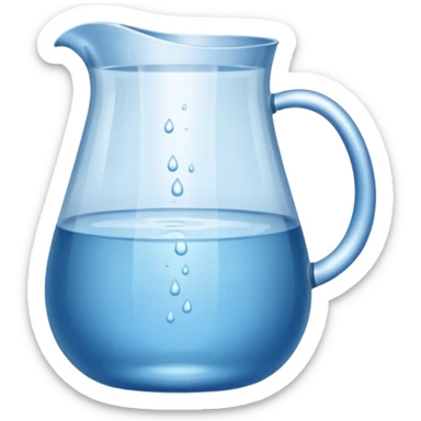 A water pitcher, transparent, slightly blue water, no lid, no droplets, tall. Without a handle and without nose.
 sticker