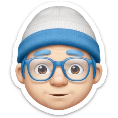 smurf with glasses white beanie no shirt sticker