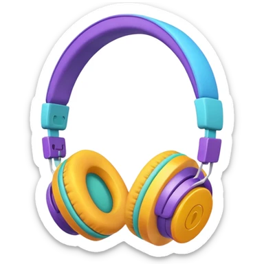 Yellow orange pink blue purple and green headphones sticker