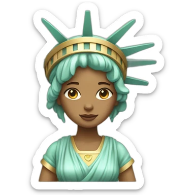 cute beige skin girl statue of liberty sticker
