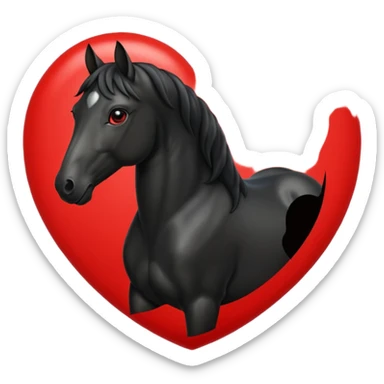 Black Horse centered within a red heart emoji sticker