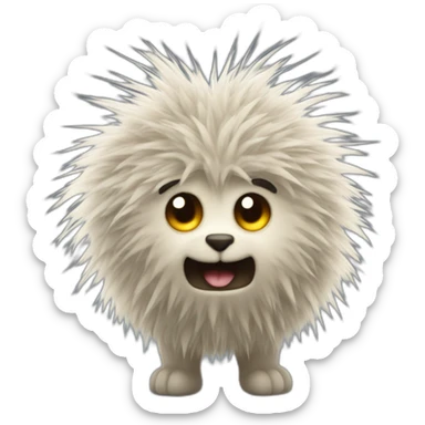 A hairy creature with little lightning bolts dancing along its hairs. His eyes shine like electric bulbs. sticker
