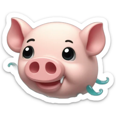 Cochon avec meduse sticker