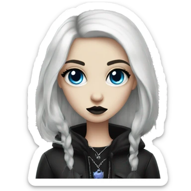 goth girl with blue eyes and black cat sticker
