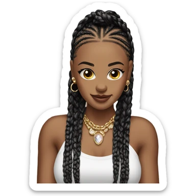 Emoji with stunning beauty boxbraids with jewelry sticker