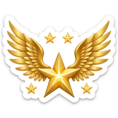 An image with wings on a star based on the star and wings of the basic emoji of the iPhone. sticker