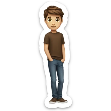 brown hair boy standing sticker