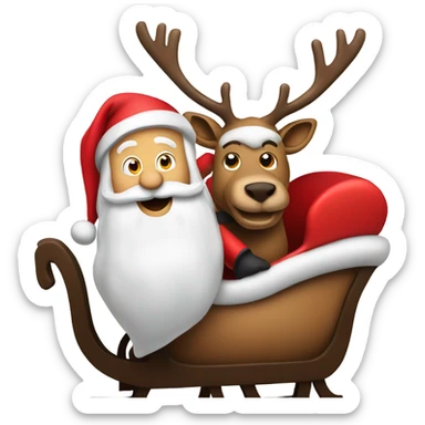 Santa in a sleigh with his reindeer sticker