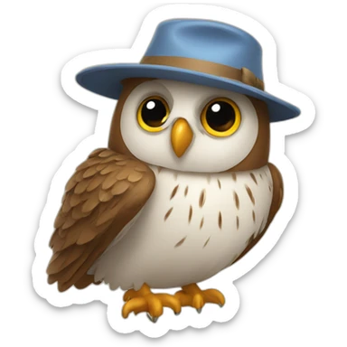 an owl in a hat sticker