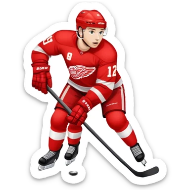 Detroit red wings hockey player shooting puck sticker