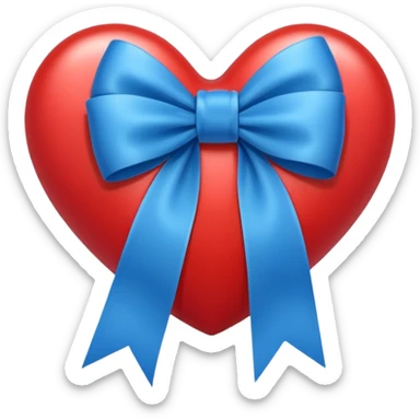 heart with blue ribbon bow sticker