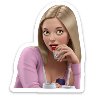 blonde girl enjoying a drink sticker