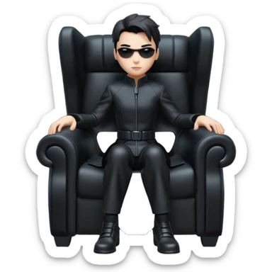 Matrix trinity black leather full body sit on a leather armchair sticker
