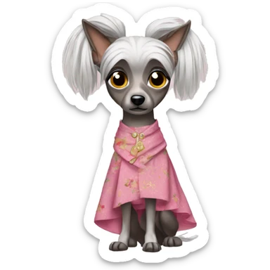 Chinese Crested in a skirt sticker